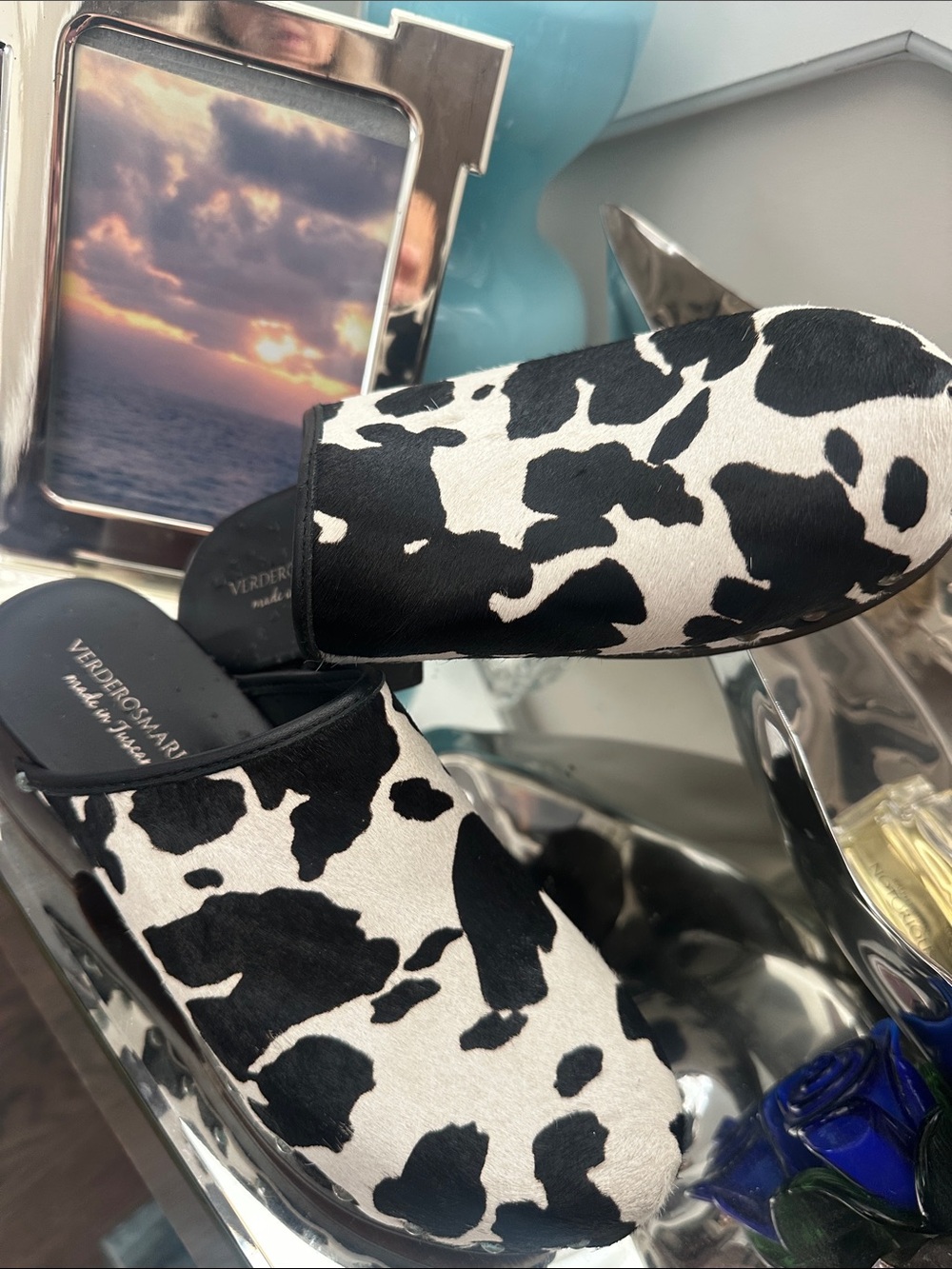 COW PRINT CLOGS